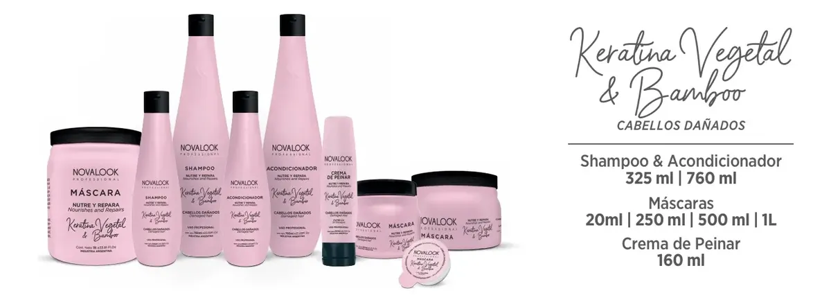 Imagen 2 de Shampoo/acondicionador Novalook Keratina Vegetal Y Bamboo 760ml