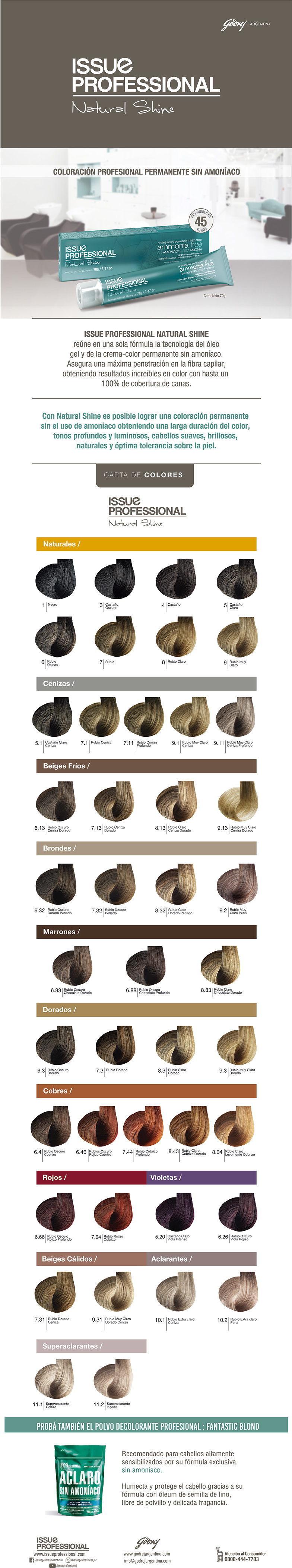 Imagen 3 de TINTURA ISSUE PROFESIONAL naural shine s/amoniaco 